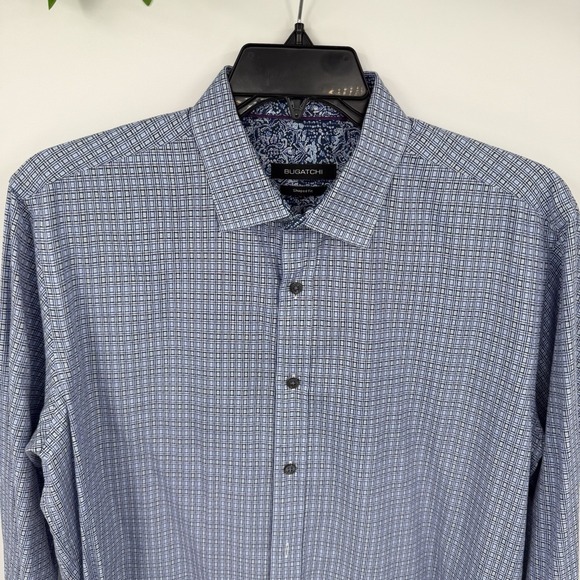 Bugatchi Shaped Fit Men's Shirt Flip Cuff Print Long Sleeve Button Front‎ . - Picture 1 of 7